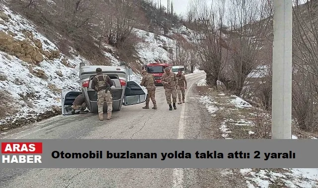 Otomobil buzlanan yolda takla attı: 2 yaralı