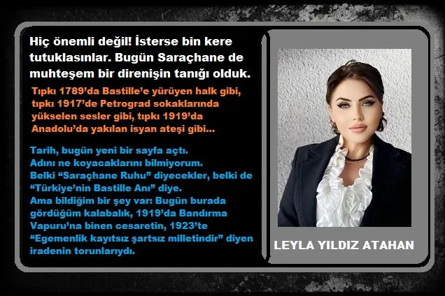 HİÇ ÖNEMLİ DEĞİL! İSTERSE BİN KERE TUTUKLASINLAR. BUGÜN SARAÇHANEDE MUHTEŞEM BİR DİRENİŞİN TANIĞI OLDUK.